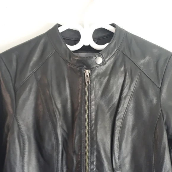Women's Black Leather Jacket from Sears, Size Medium (8-10) - Picture 5 of 8